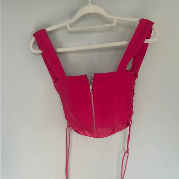 Women's Hot Pink Corset Top - Picture 3 of 4